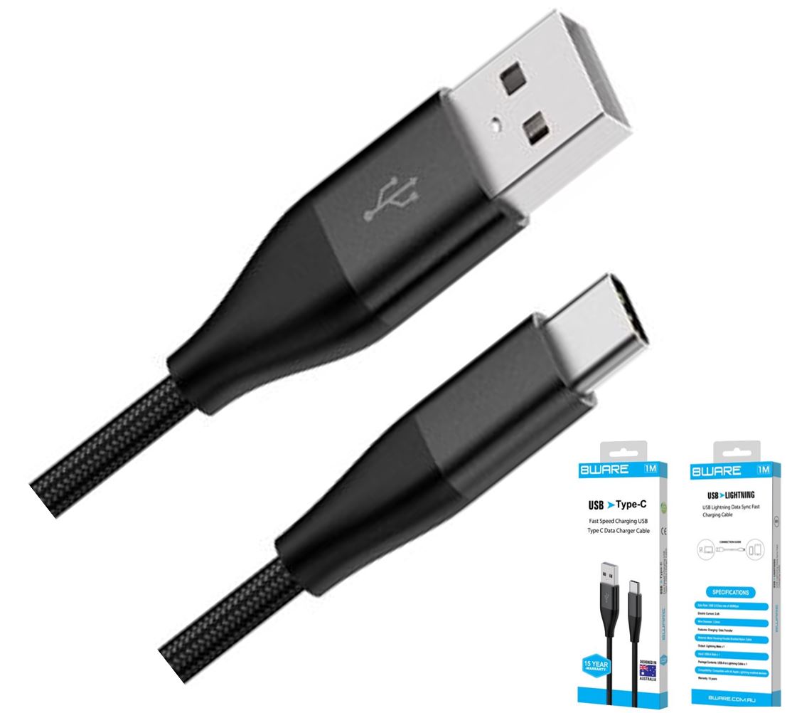 8Ware Premium 1m Samsung Certified Fast Speed Charging USB-C to USB-A Data Charger Cable For Samsung Huawei Google LG Retail Pack 8Ware Premium 1m Samsung Certified Fast Speed Charging USB-C to USB-A Data Charger Cable For Samsung Huawei Google LG Retail Pack